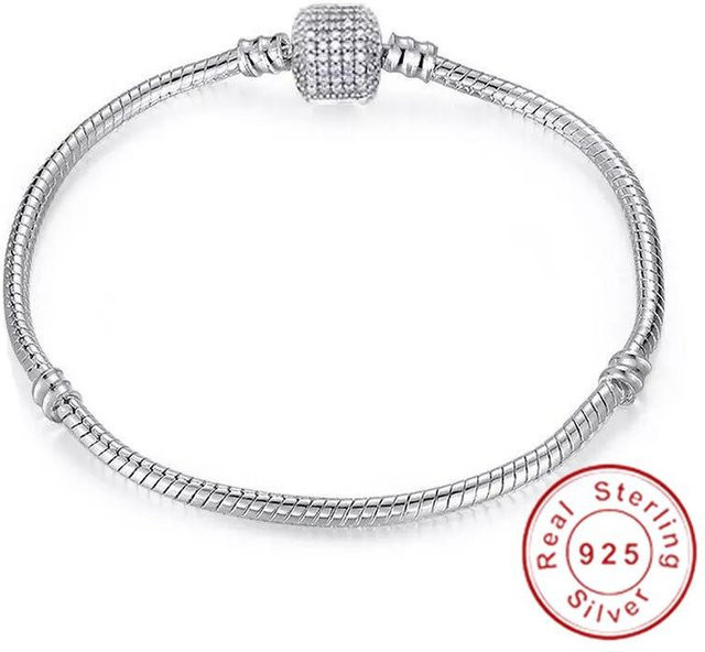 POMOiii Charm-Armband 925 Sterlingsilber, Knochen-Armband, 16 cm, Damen, brown - Bild 1