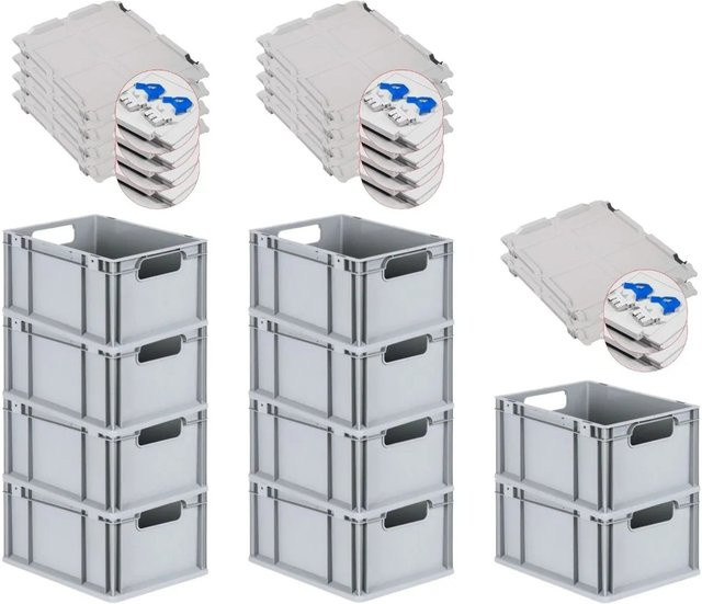PROREGAL Spar Set 10x Eurobox Nextgen Economy mit Scharnierdeckel und blauen Schiebeschnappverschlüssen, Farbe: Blau, H x B x T: 22 x 30 x 40 cm, 20 Liter - Bild 1