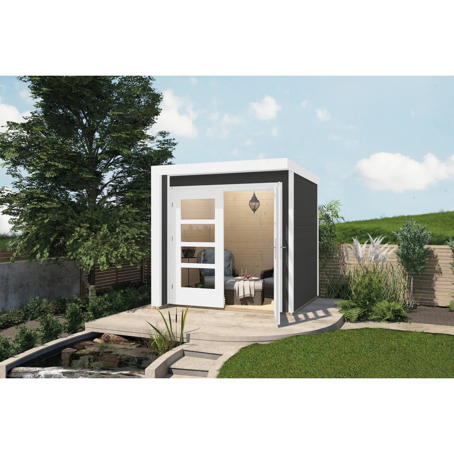 WEKA Gartenhaus 262 aus Massivholz mit Flachdach in Grau und Anthrazit B/H/T: 214 x 218 x 215 cm - Bild 2