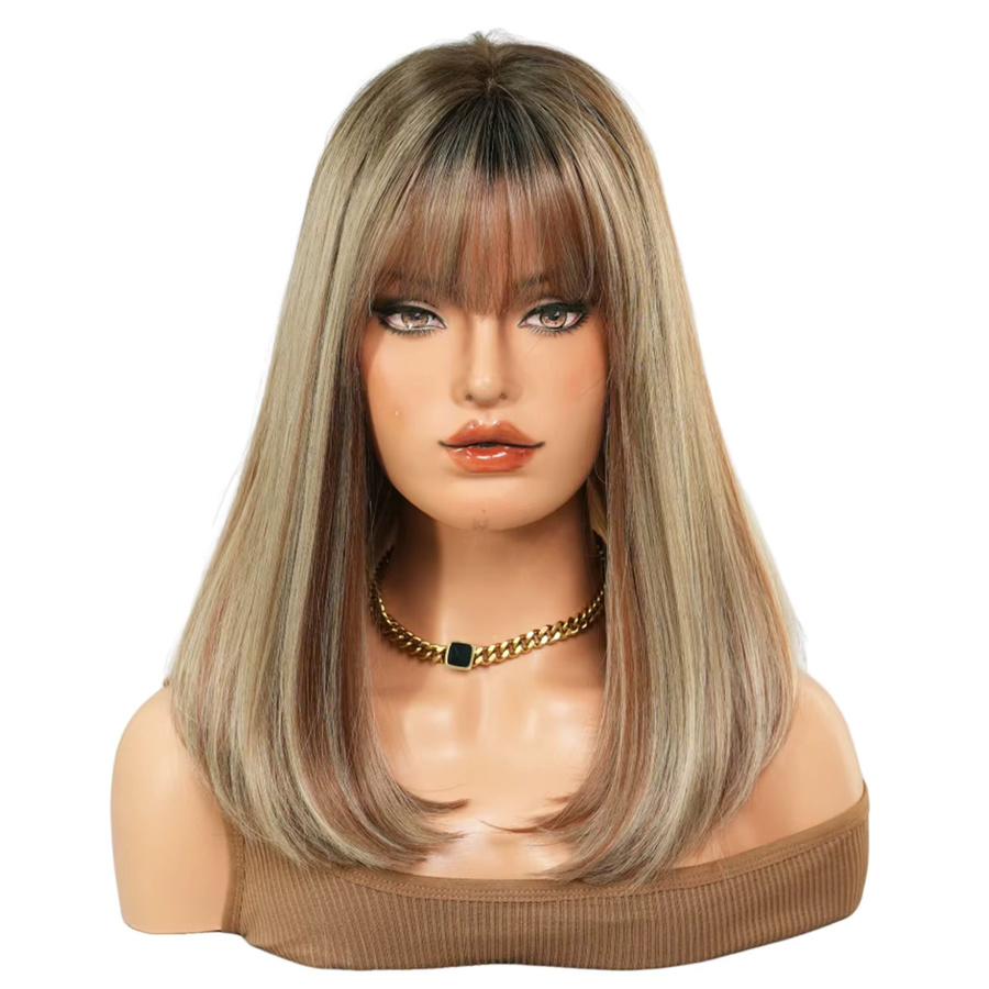 7JHH WIGS Perücke für Damen, aschbraun, schulterlang, synthetisch - Bild 5