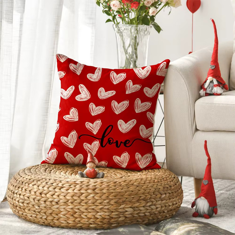 VIKAMA Kissenbezug mit Graffiti-Herzdruck Liebe gefüllt in Rot, B/B: 30 x 30 cm - Bild 3
