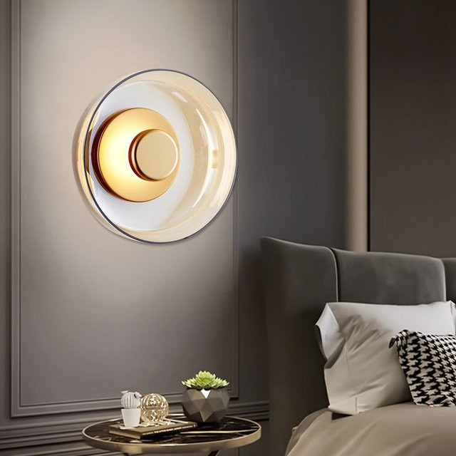 DARHYN Moderne LED Wandleuchte aus Glas in Transparent mit warmweißem Licht für Wohnzimmer, Schlafzimmer, Flur und Balkon - Bild 1