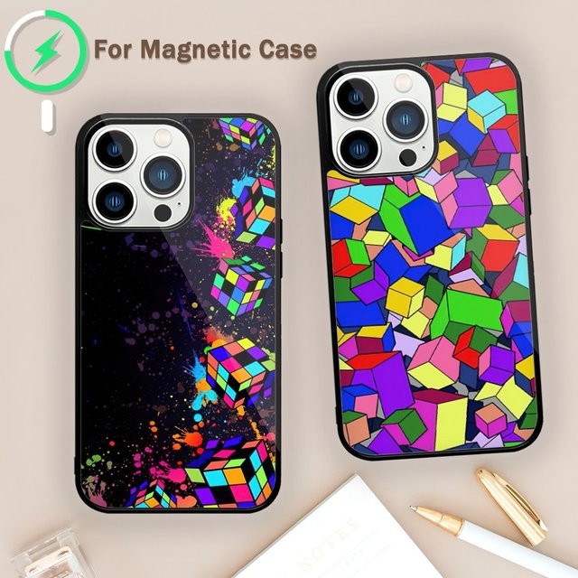Rubik's Cube Handyhülle mit Magnetfunktion für iPhone 11 12 13 14 15 Pro Max Mini XR XS Plus in Multicolour - Bild 1