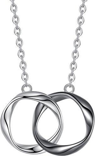 Halskette Damen, S925 Sterlingsilber, Doppelring-Verschluss, gray - Bild 1