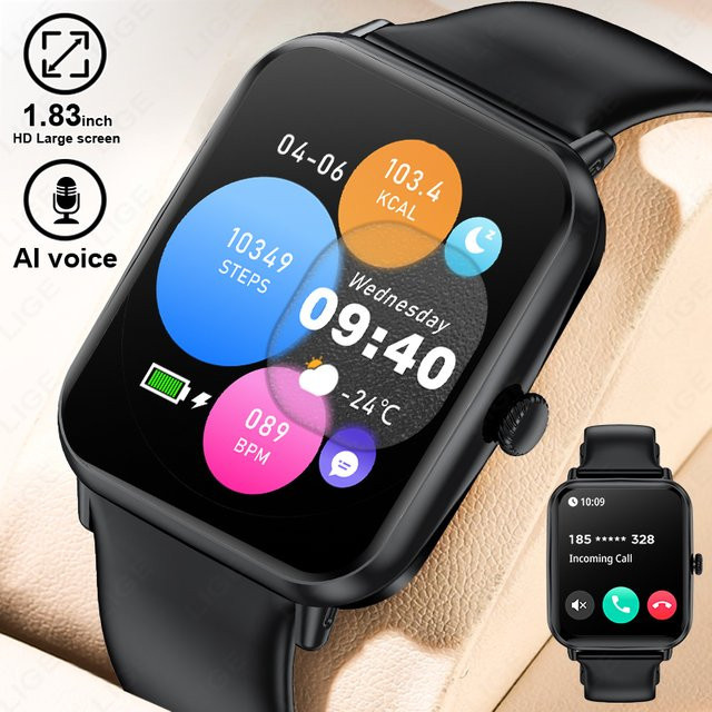 LIGE Smartwatch, Schwarz, Silikon, Unisex - Bild 1