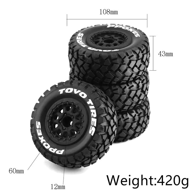 RC Auto Short Course Truck Reifen, 110mm, 12mm Hex, Schwarz, Gummi - Bild 2