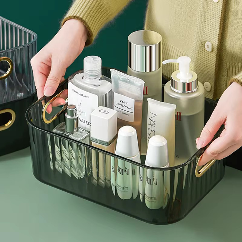 Rechteckiger Acryl-Organizer in Transparent und Weiß zur Aufbewahrung von Kosmetik, Make-up oder Snacks - Bild 5