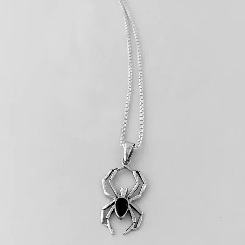 Huitan Halskette mit Spinnen-Anhänger, Silber, Unisex - Bild 2