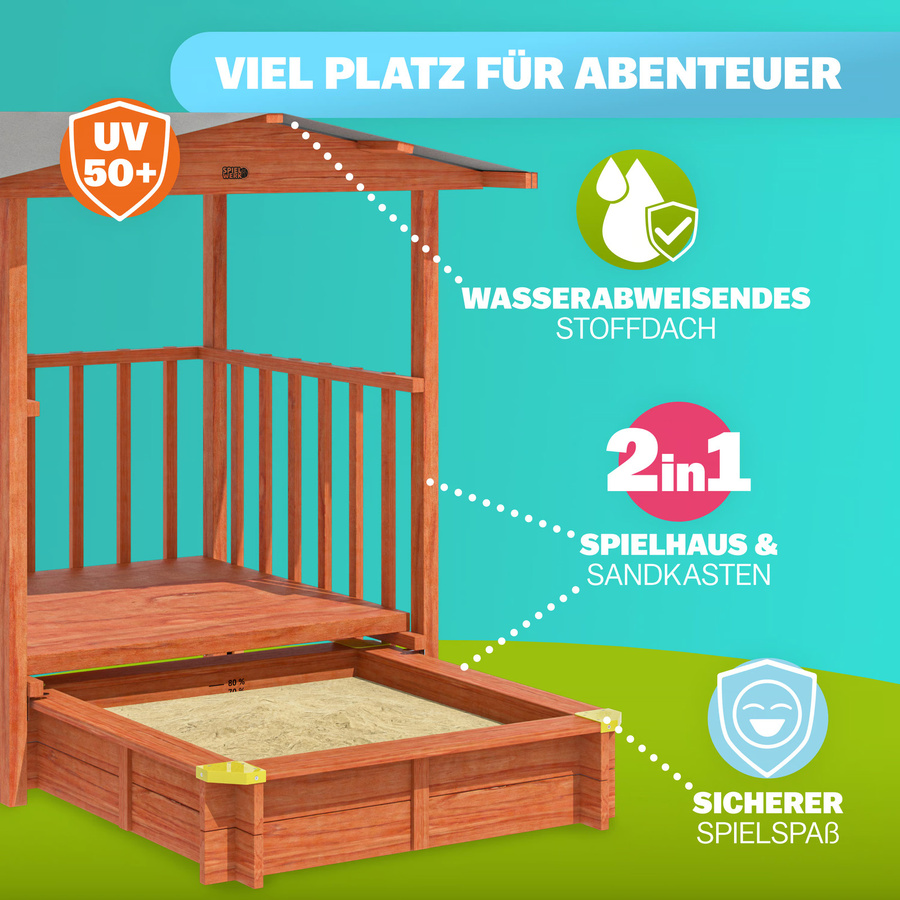 Sandkasten Merle mit UV-Schutz 50+ und überdachter Spielveranda - Bild 2