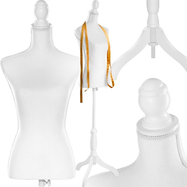 tectake Schneiderpuppe Torso aus Schaumstoff in Weiß, höhenverstellbar, B/T/H: 77 x 38 x 168 cm - Bild 1