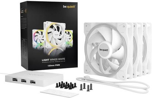 Be Quiet! Light Wings White PWM Gehäuselüfter Triple Pack, Farbe: Weiß, B/H/T: 12 x 12 x 2,5 cm - Bild 1