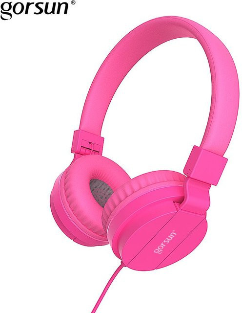 Gorsun Kinder-Kopfhörer Stereo-On-Ear-Headset mit Kabel und 3,5 mm Klinkenanschluss in Pink, B/T/H: 18 x 15 x 6,5 cm - Bild 1