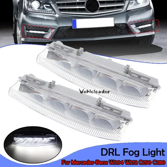 Vehicleader LED DRL Tagfahrlicht und Nebellicht Set für Mercedes-Benz W204 W212 C250 C280 C350 E350, Farbe: transparent - Bild 1
