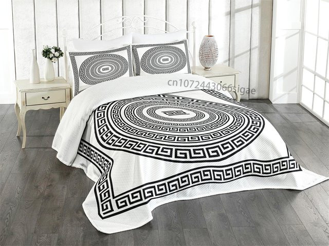 Lodestar Bettwäsche-Set mit griechischem Mäandermuster in Weiß, 3-teilig, B/H: 200 x 200 cm - Bild 1