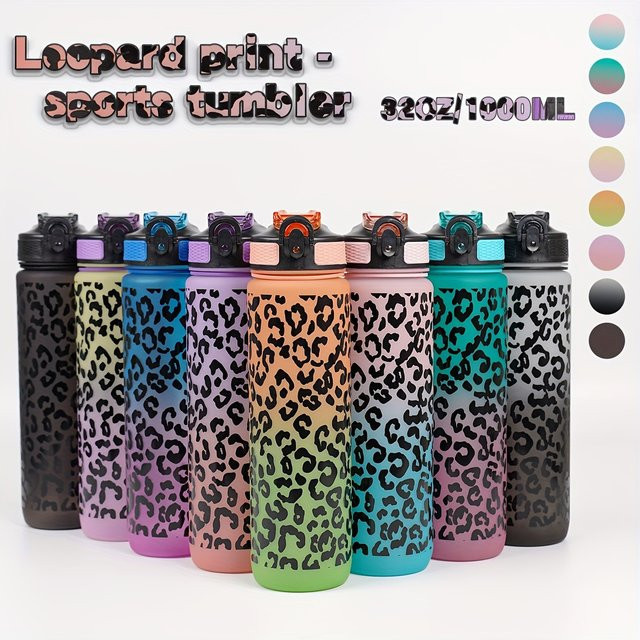 WIFEFUN Outdoor-Sportflasche mit Flip-Deckel, auslaufsicher, Pinkish Blue/Multicolour, 1000 ml - Bild 1