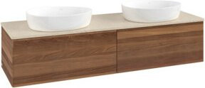 V&B Waschtischunterschrank Antao mit Beleuchtung ohne Frontstruktur, Farbe Warm Walnut, B/T: 160 x 50 cm - Bild 1