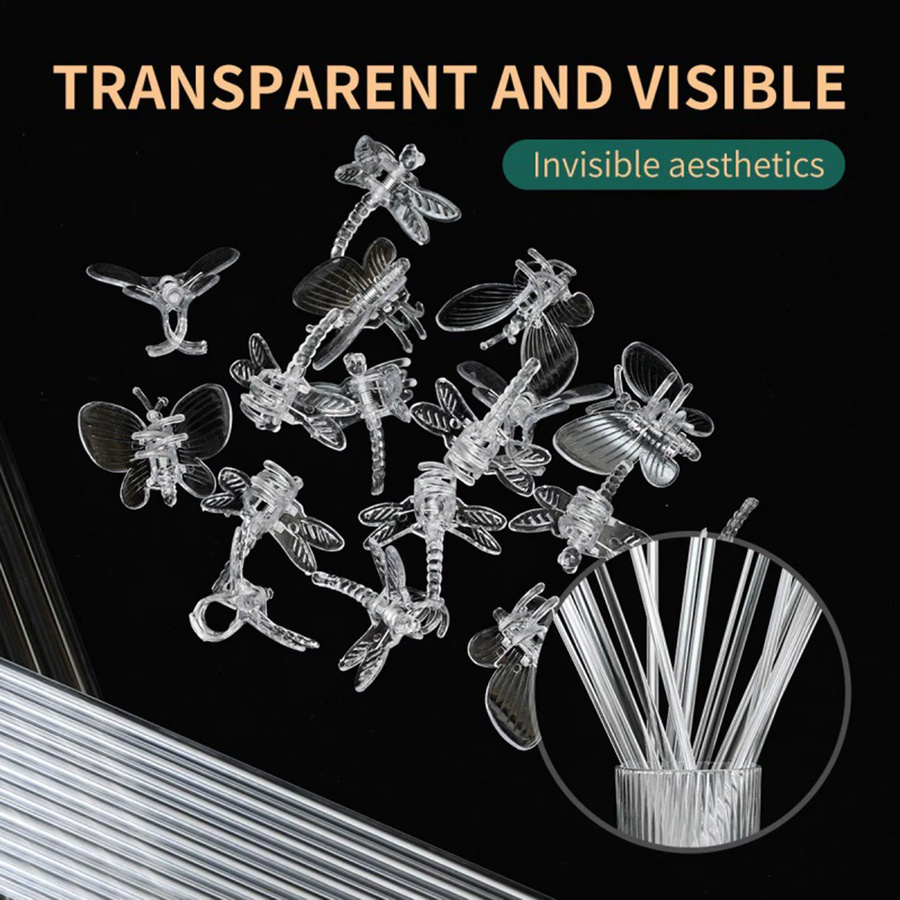 10 Stück transparente Pflanzenclips aus Kunststoff zur Unterstützung von Orchideen, Ranken und Zimmerpflanzen - Bild 2