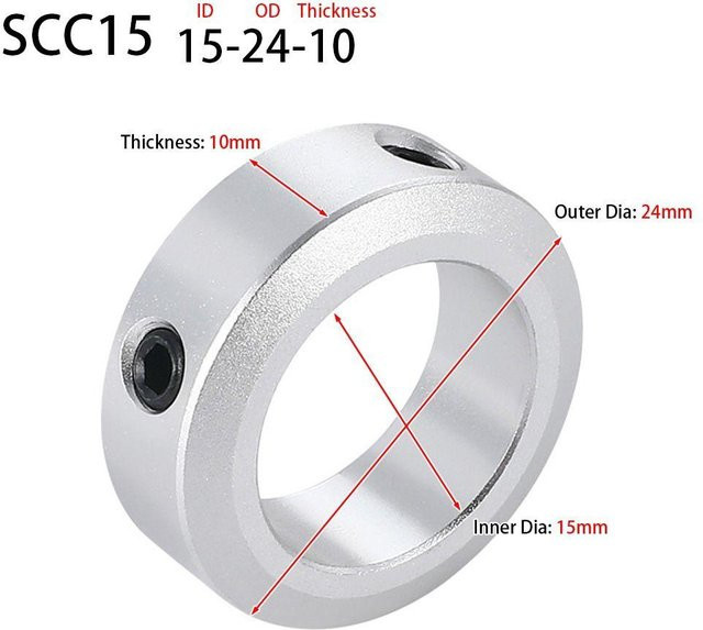Yanguo36 Arretier-Begrenzungsring aus Aluminiumlegierung in Silber, SCC15 15-24-10 mit Stiftschrauben-Typ zur Wellensicherung - Bild 1