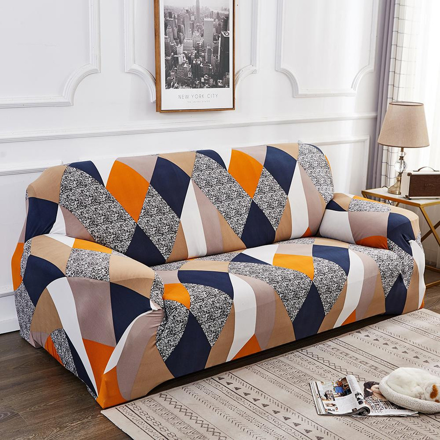 BRHUIXUE Elastischer Sofabezug mit Grafikprint für 1-Sitzer, Multicolor, Polyester, Breite: 90-140 cm - Bild 1
