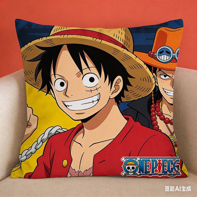 Bandai One Piece Kissenbezug Luffy Ace Anime Fan-Art Dekoration Multicolour - Bild 1