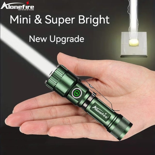 Alonefire Zoom-Taschenlampe mit weißem Lichtstrahl, wiederaufladbar und mit Magnet für Outdoor, Camping und Arbeit - Bild 1