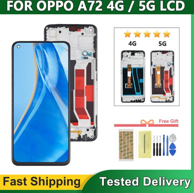 Oppo A72 5G und A72 4G LCD Display Touch Screen mit Rahmen in Schwarz, 6,5 Zoll - Bild 1