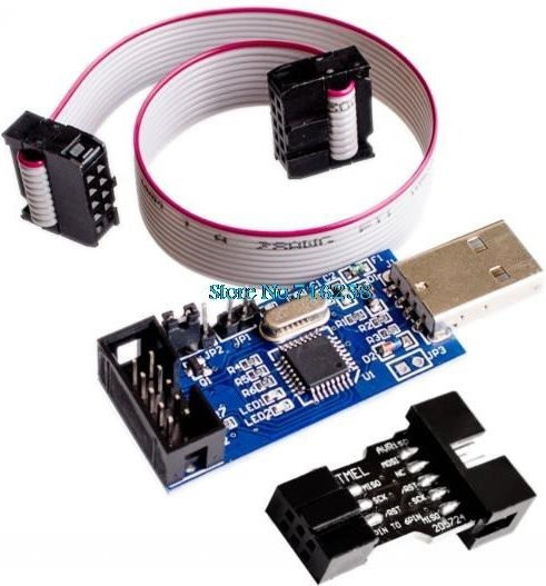 SBASP USB AVR Programmierer Set mit 10PIN auf 6PIN Adapter für USB ASP USBISP ISP Bootloader in Blau - Bild 1