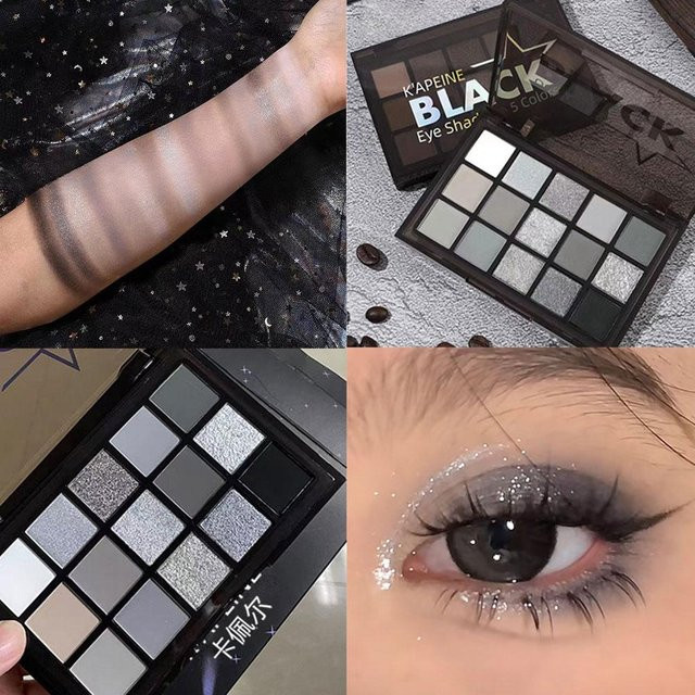 K'apeine Smokey Black Lidschatten-Palette, 15 Farben, Matt - Bild 1