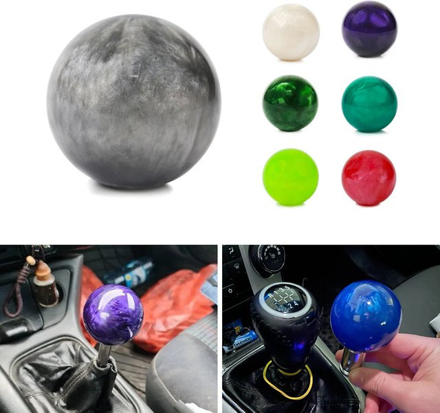 Runder Kugel-Schaltknauf im Racing-Marmor-Stil von mrhello inklusive 3 Adaptern für die meisten Autos - Bild 1