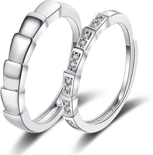Ring-Set Kupfer, versilbert, Zirkonia, Unisex - Bild 1
