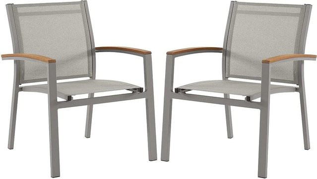Gartenstuhl Taipivai aus Aluminium, Akazie und Textilene in Taupe/Grau, Breite: 55 cm - Bild 1