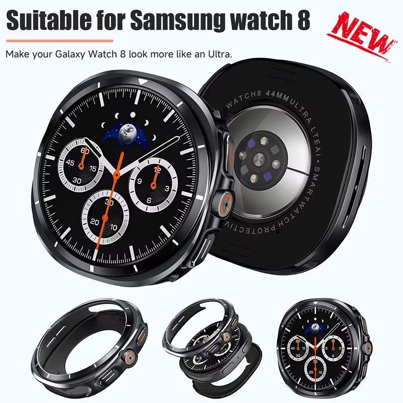 CAOWTAN Uhrenzubehör Metallgehäuse für Samsung Galaxy Watch 8, 44 mm/40 mm, Edelstahl, Silber - Bild 2