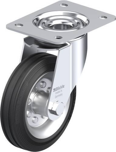 Blickle LE-VE 150R Lenkrolle mit Schraubplatte in Schwarz und Silber, Rad-Durchmesser: 150 mm, Tragfähigkeit: 135 kg - Bild 1