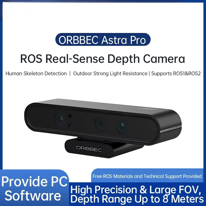 Orbbec Astra Pro 3D-Tiefenkamera in Schwarz mit 0,6-8m Reichweite für KI-Robotik, Drohnenentwicklung und Gesichtserkennung, kompatibel mit ROS1 und ROS2 - Bild 3