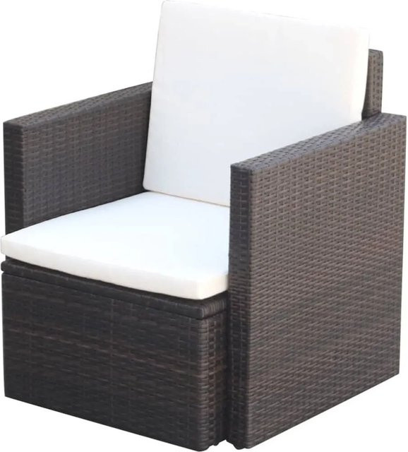 Furnicato Gartenstuhl aus Polyrattan mit Polstern und Kissen in Braun - Bild 1