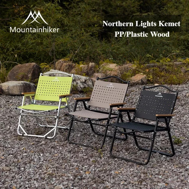 MOUNTAINHIKER Tragbarer klappbarer Campingstuhl für Erwachsene in Grün aus Aluminiumlegierung, Holz und Kunststoff - Bild 1