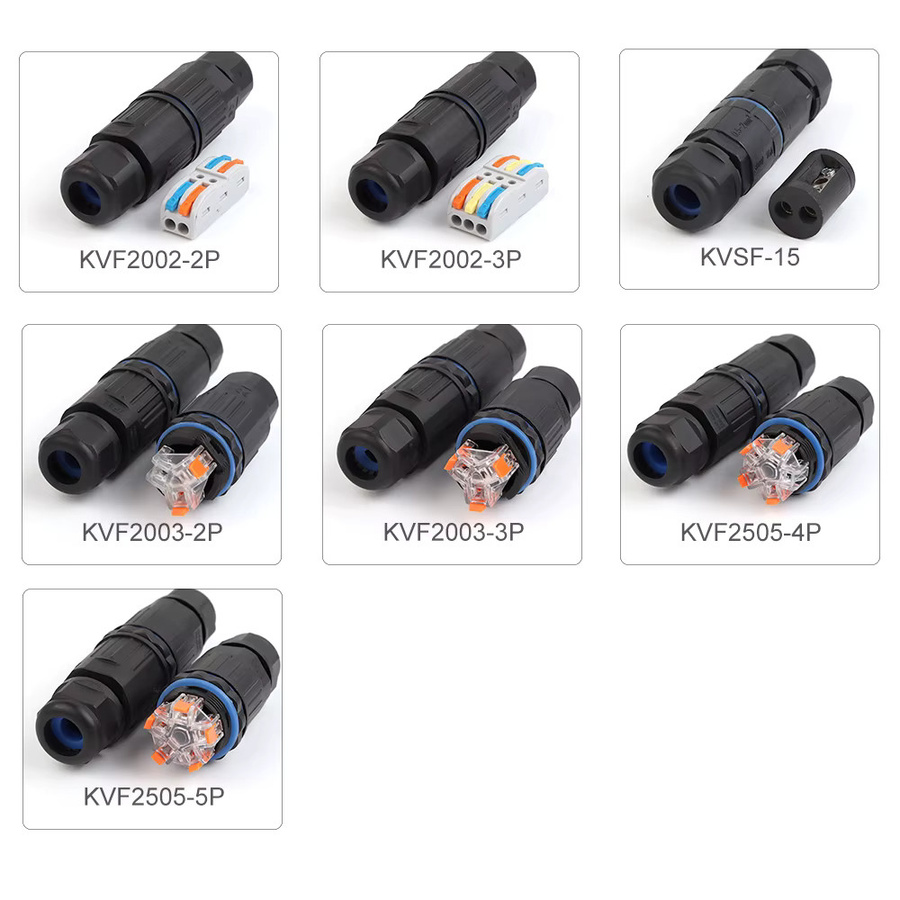 DIY GO KVF Serie KVSF-15 IP68 Wasserdichter Schnellstecker Adapter für LED-Licht Kabelanschlüsse Schwarz - Bild 3