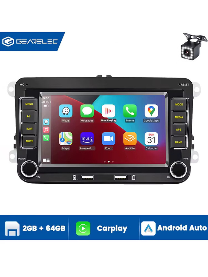 GEARELEC Android 13 Autoradio mit 7 Zoll Display und GPS in Schwarz für VW Volkswagen Skoda Octavia Golf 5 6 Touran Passat B6 Polo Jetta Caddy - Bild 8