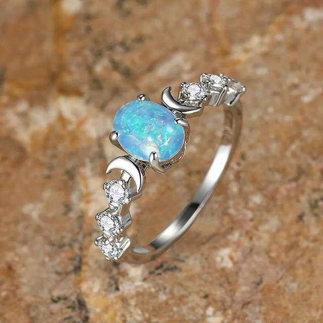 Huitan Ring, Imitationsopal, Monddesign, Damen - Bild 1