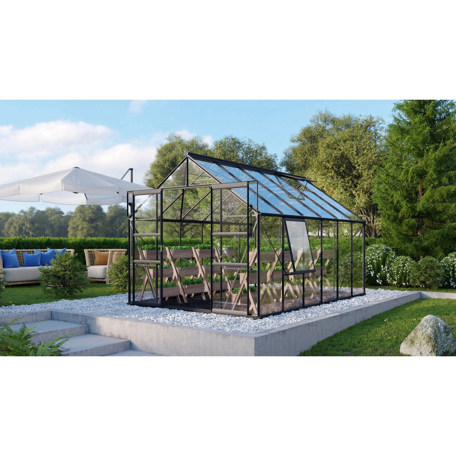 Vitavia Gewächshaus Meridian 9900 Schwarz mit Sicherheitsglas und Fundament - Bild 2