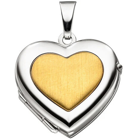 Colfem Anhänger Medaillon Herz, 333 Gold, bicolor, für 2 Fotos - Bild 1