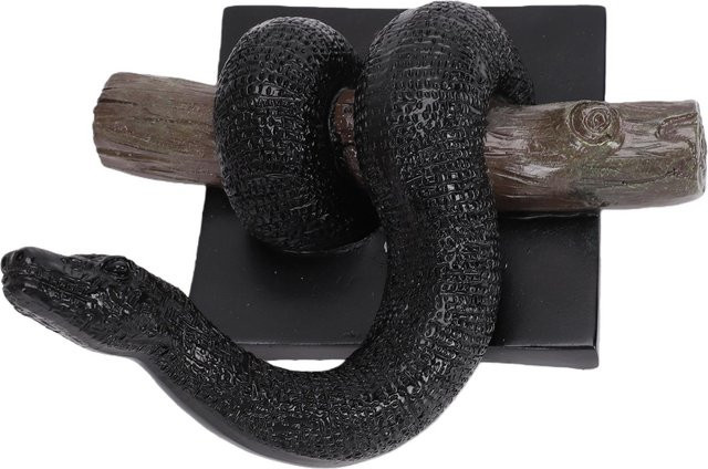 Wetterfeste Harzschlangen-Skulptur als hängende Python-Wanddekoration in Schwarz - Bild 1