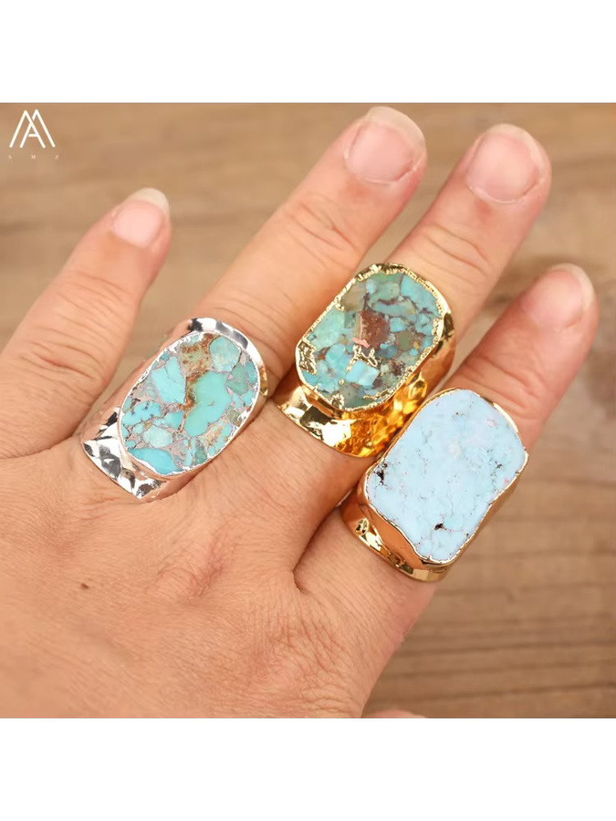AMAZETSH Ring, Gold, Türkisen, Damen, verstellbar - Bild 2