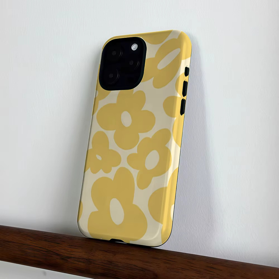 CaseLumi Matte Bumper MagSafe Hülle für iPhone 17 16 15 14 13 Pro Max mit gelben Blüten - Bild 3