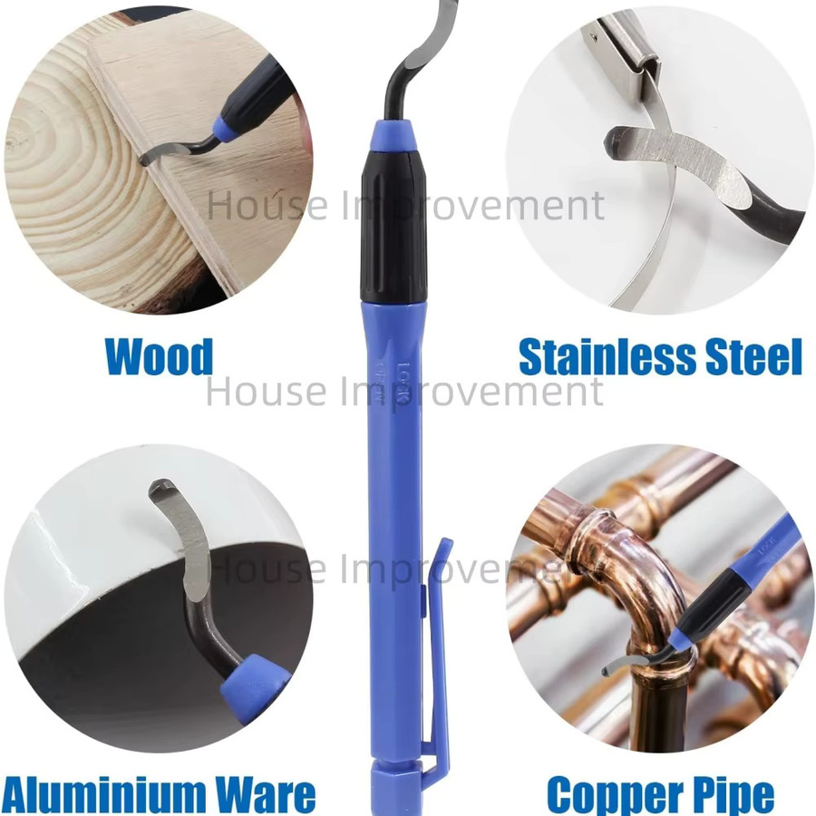 Entgratungswerkzeug-Set EO2000 mit 11 Klingen BS1010 und Kunststoffgriff in Blau für Metall, Kunststoff, Aluminium, Kupfer und Holz - Bild 4