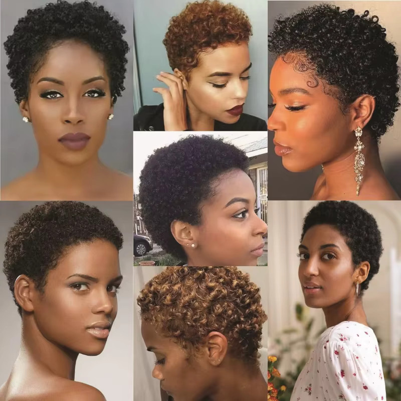 Suri Hair Afro-Synthetik-Perücke, kurz, schwarz, Damen - Bild 5