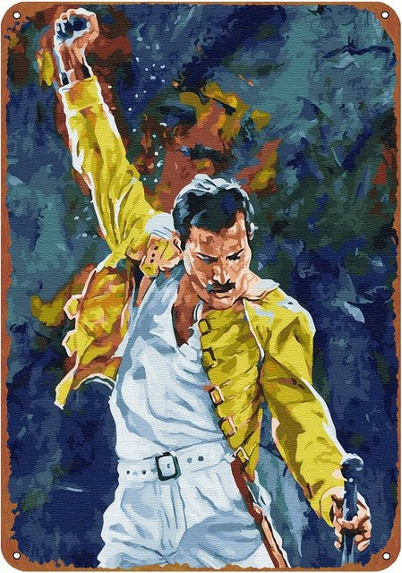 MERCURY Retro-Metallblechschild Freddie Wandkunst Vintage-Musikdekoration B: 20,3 cm, H: 30,5 cm - Bild 1