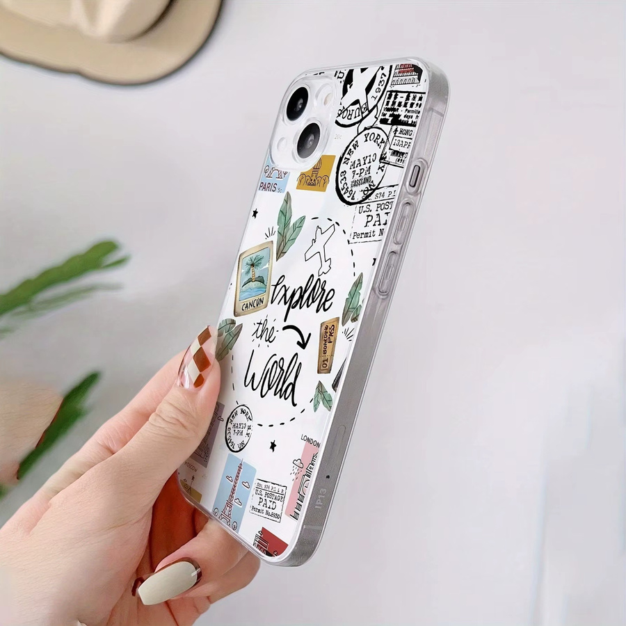 Transparente TPU-Handyhülle mit Weltreise-Muster für iPhone 11 bis iPhone 17 Pro Max und weitere Modelle - Bild 2