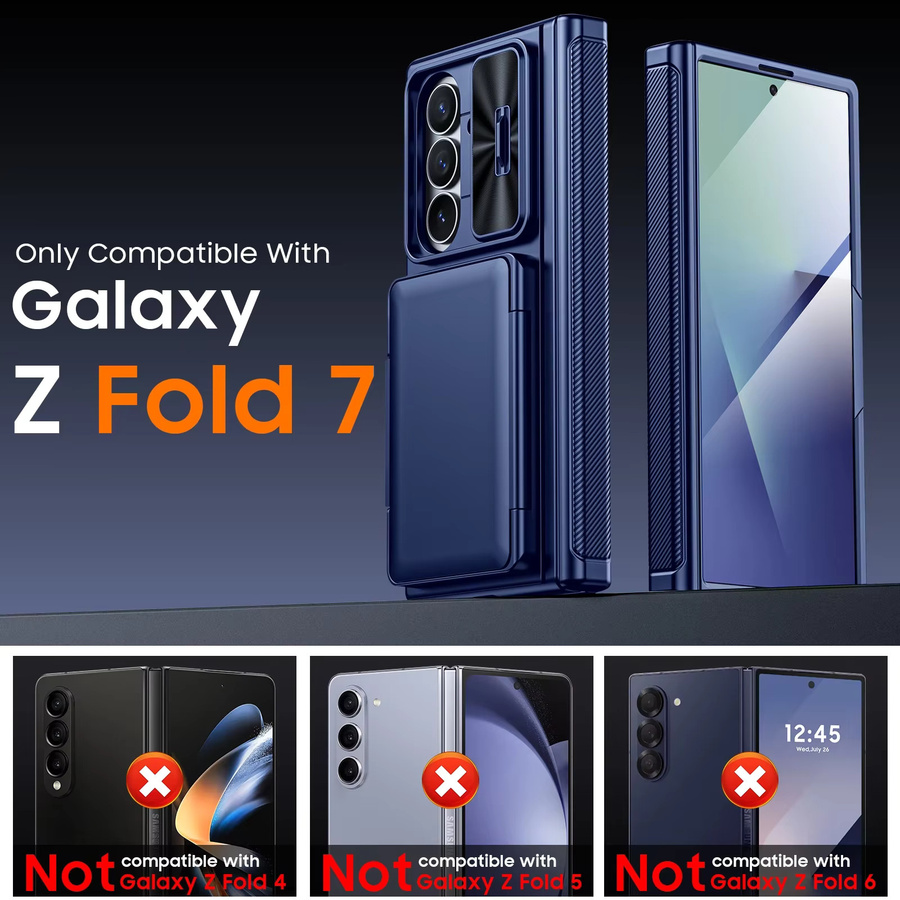 BANGZAO Schutzhülle für Galaxy Z Fold 7 mit integriertem Ständer und Displayschutz, Blau - Bild 2