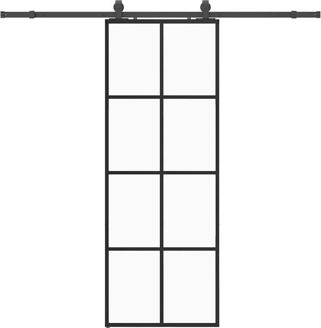 vidaXL Schiebetür aus ESG-Glas in Schwarz mit Beschlag, B: 76 cm, H: 205 cm - Bild 1